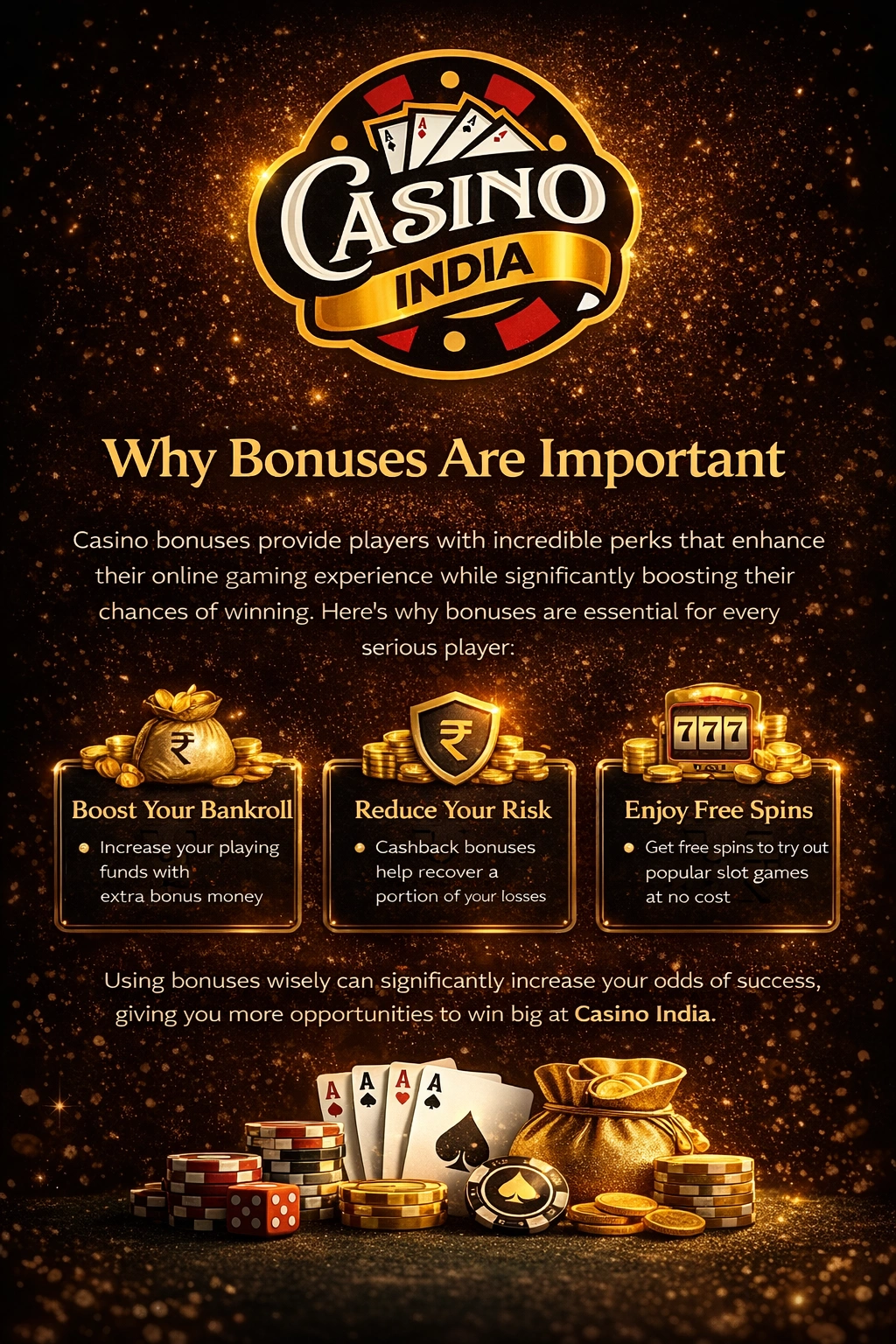 Why Casino Bonuses Are Important in India – Boost Bankroll Reduce Risk Free Spins
