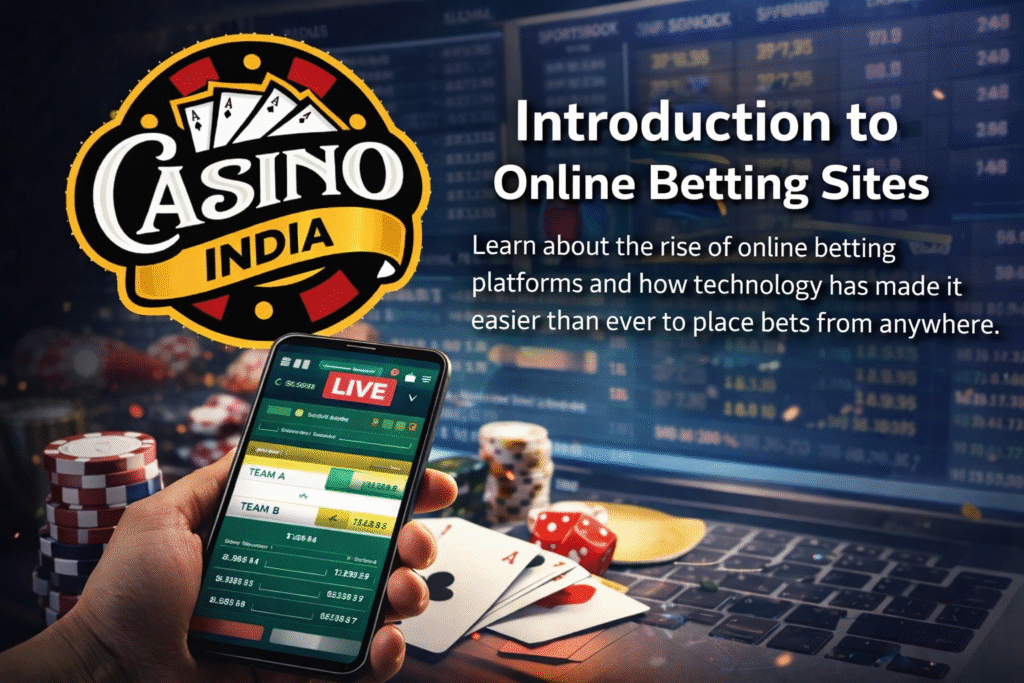 Online Betting Sites Casino India online betting logo with poker cards and chips