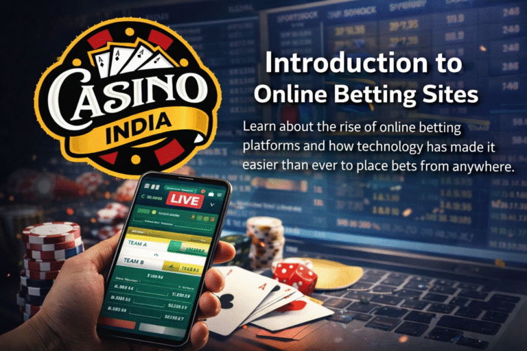 Online Betting Sites Casino India online betting logo with poker cards and chips