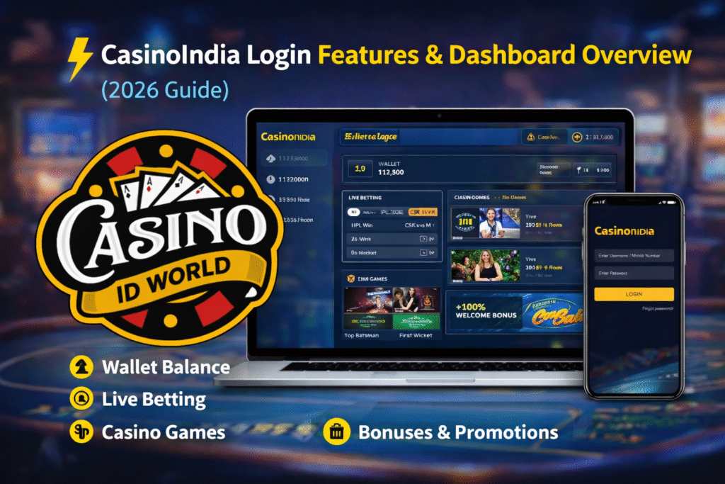 CasinoIndia dashboard interface showing wallet balance live betting and casino features