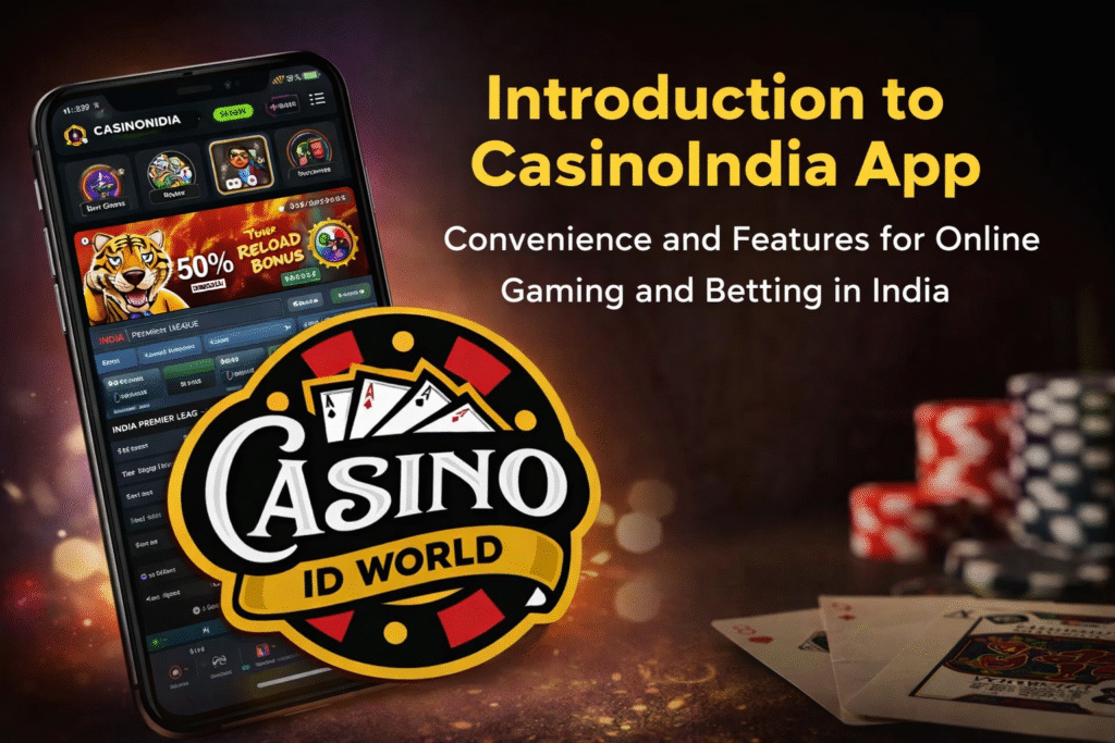 CasinoIndia App interface with Casino ID World logo and mobile gaming features