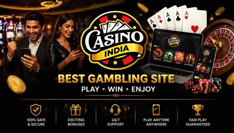 Best Gambling Site Casino India logo with online casino games banner