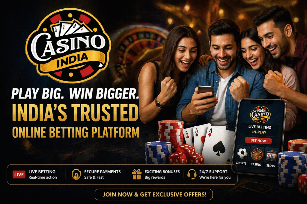 Casino India online betting platform logo with playing cards