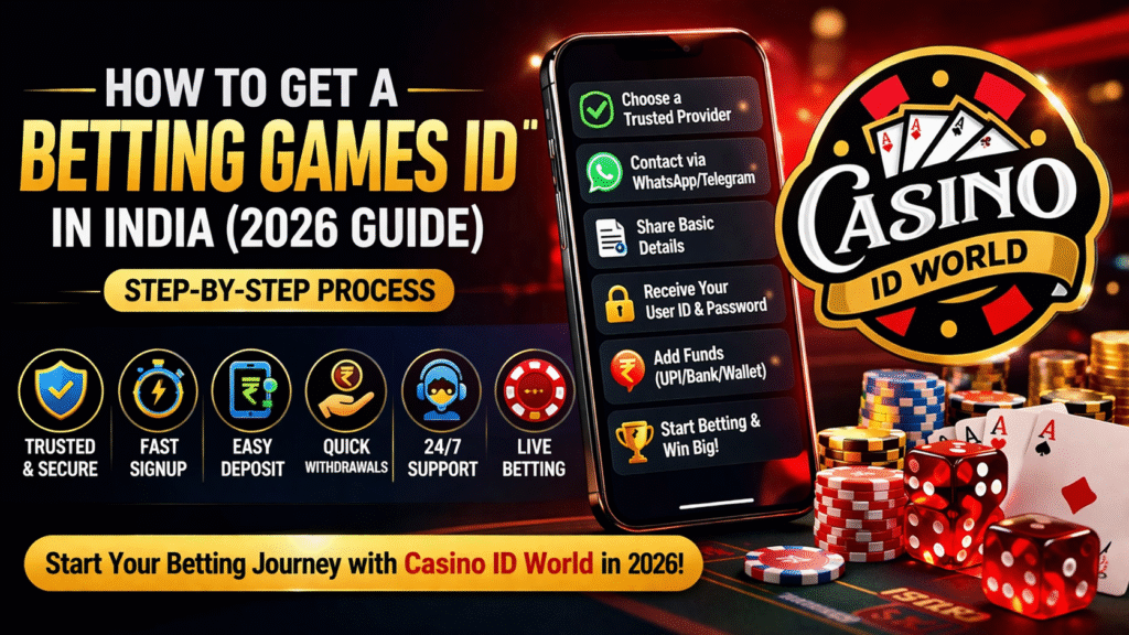 How to get Betting Games ID in India step by step 2026 with Casino ID World logo and online betting process