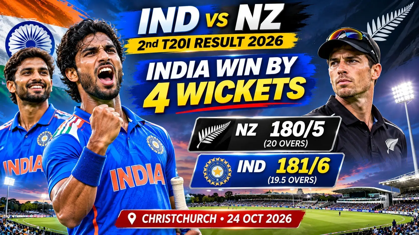 IND vs NZ 2nd T20I Match Result 